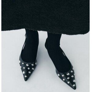 Studded kitten heel slingbacks
